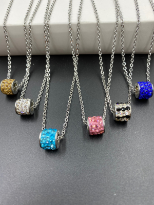 Stock stainless steel necklace, full diamond necklace, many colors, factory direct sales
