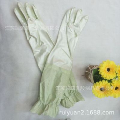 PVC flocking sleeves lengthened thick style laundry washing kitchen winter waterproof durable cleaning household gloves antifreeze