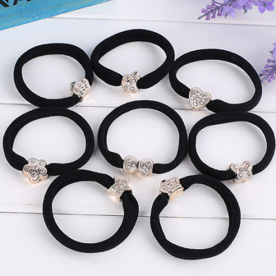Korean Style Small Diamond Seamless Hair Band DIY Black Towel Ring Rubber Band 2 Yuan Stall Supply Special Batch