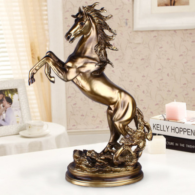 Resin Crafts European-Style Large Bronze Horse Ornament Creative Living Room TV Cabinet Home Decoration Gift Decoration
