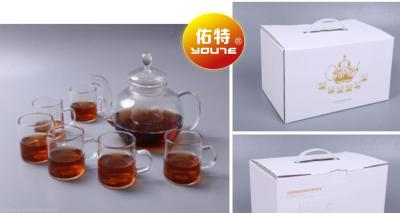 Glass teapot set with 1 pot and 6 cups