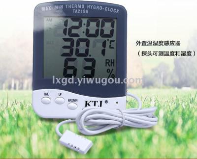 Ta218a Large Screen with Probe External Temperature Sensor Household Electronic Temperature and Humidity Time Clock