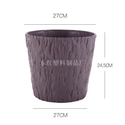 D505 bark pattern plastic flowerpot garden flowerpot