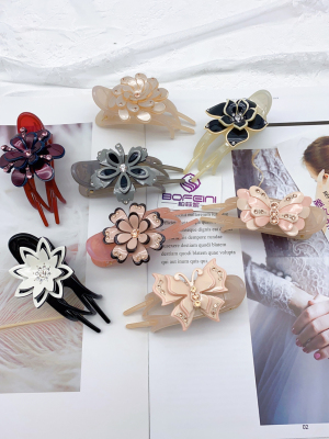 Sell like hot cakes in Europe and the United States fashion elegant acid board flower tail clip long hair clip