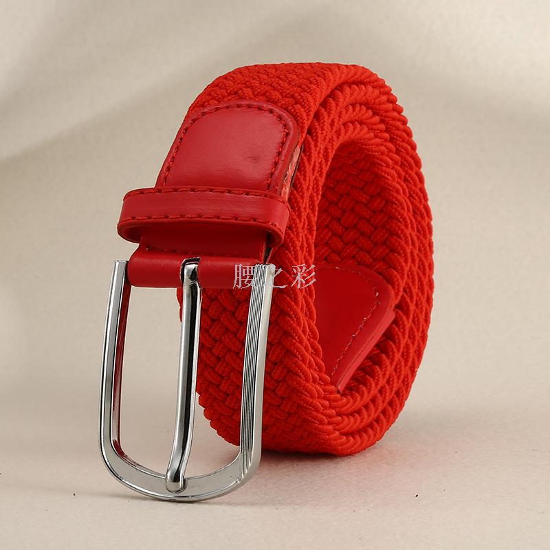 青年休闲裤带韩版窄带男女式编织腰带无需打孔松紧弹性皮带