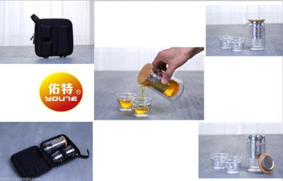 Glass portable filter teapot set