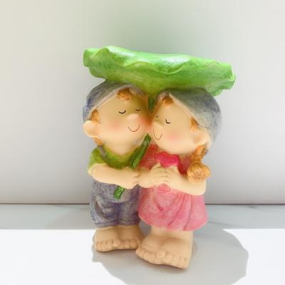 Modern household trinket resin lotus leaf cartoon doll birthday gift