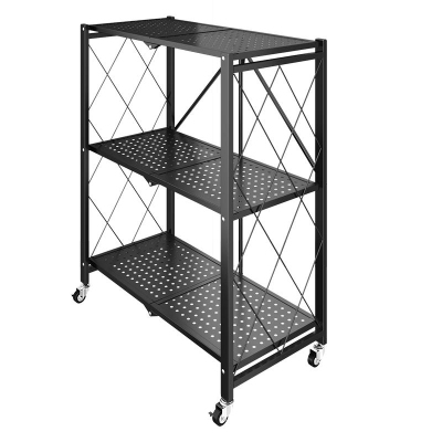 Foldable shelf free of installation floor multi-layer mobile oven with wheel storage shelf