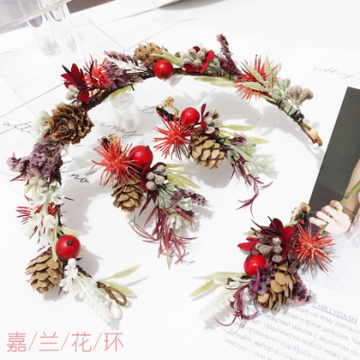 New Bride and Bridesmaid Earrings Mori Style Wedding Formal Dress Accessories Holiday Photo Shoot Hair Accessories Sweet Dried Flower Set