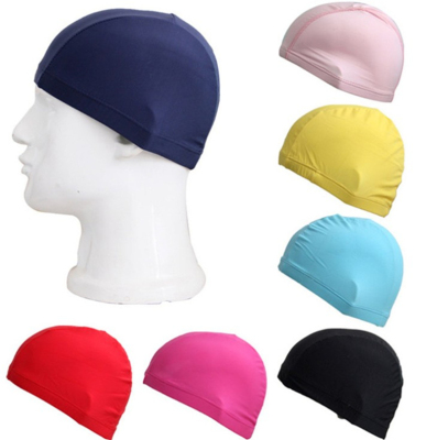 Fashion Swimming Cap Adult Boys and Girls Universal Waterproof Ear Protection Nylon Solid Color Floral Cloth Swimming Cap Long Hair Suitable