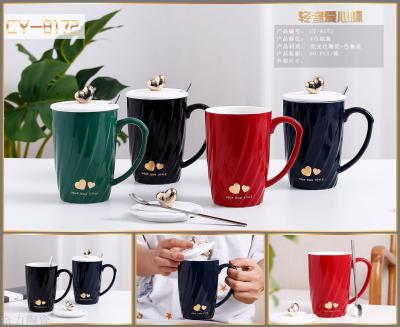 Weige creative personality light luxury care ceramic light 4 color mixed with spiral ceramic coffee drinking cup