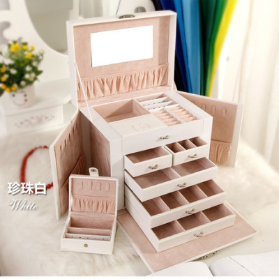 Currently Available Large Capacity Jewelry Box Five Leather Makeup Box Jewelry Multilayer Jewelry Box