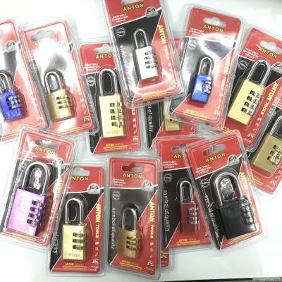 Mini customs lock code lock 4 digit pin code mini brass padlock luggage bag pin wheel padlock