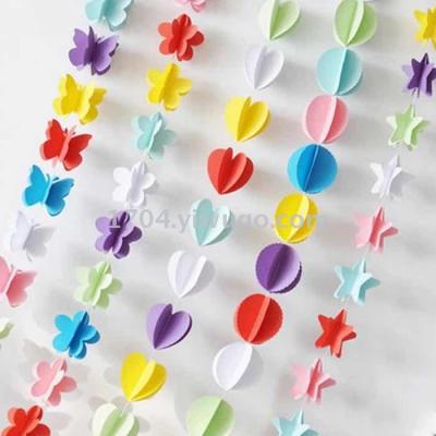Three-Dimensional Paper Flower Wedding Ceremony Wedding Room Baby Birthday Party Banquet Decoration Colored Garland