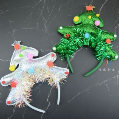 Christmas Headband Children's Sequined Headband Party Dress up Supplies Cute Cotton Filled Christmas Tree Head Buckle Christmas Decoration