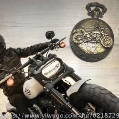 Classic motorcycle green copper clamshell iron chain pocket watch manufacturers direct