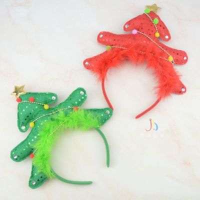 Christmas Headband Children's Sequined Headband Party Dress up Supplies Cute Cotton Filled Christmas Tree Head Buckle Christmas Decoration