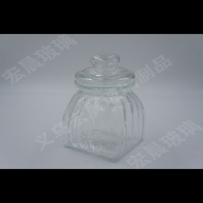 Manufacturer direct square vertical bar glass storage sealing tank kitchen tea room storage tank glass dome cover