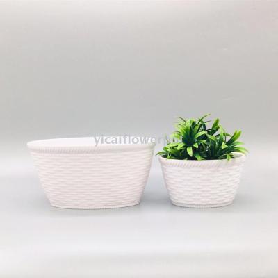 Y118 oval rattan simulation flower pot miamine flowerpot plastic flowerpot