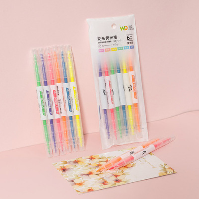 WENDUO kisses the flower with 6 colors and 6 double-headed highlighters
