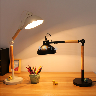 Bedroom bedside lamp woodwork wood Nordic modern contracted creative desk room college students read eye lamp