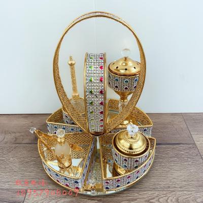 Arabian metal charcoal set sprinklers incense burner