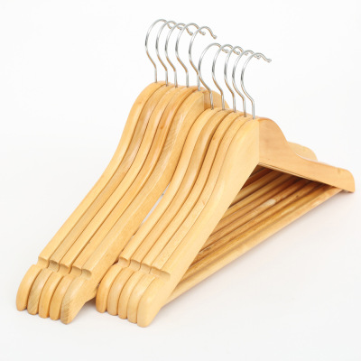 Factory Direct Sales Natural Solid Wood Hanger Anti-Slip Traceless Clothes Rack Hotel Hanger Adult Hanger Wholesale