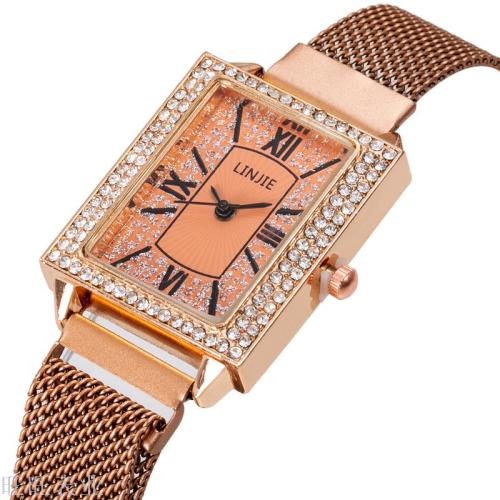 new women‘s diamond square watch korean style magnet mesh belt trend watch milan strap lazy watch