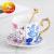 Double colored floral gold handle ceramic coffee cup and saucer