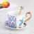 Double colored floral gold handle ceramic coffee cup and saucer