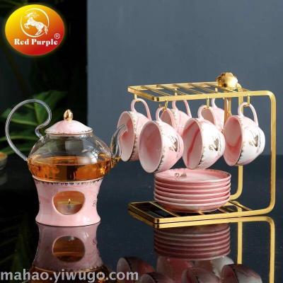 Ceramic coffee tea set 1 pot 1 stove seat 6 cups 6 dishes