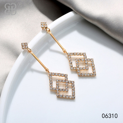 New water drill silver needle earrings fashion fresh girls light luxury pendants simple tassel head jewelry direct sales
