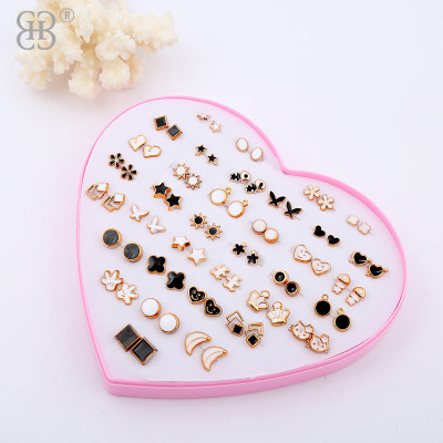Korean version of the new heart box earring gold plastic drop oil earring customized two yuan shop goods earring manufacturers direct sales