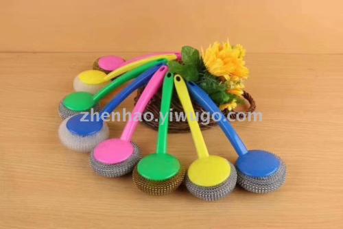 long handle wok brush dishwashing brush cleaning ball dishwashing brush gold and sier wire wok brush