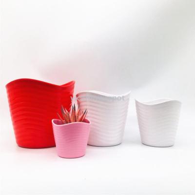 Y301 wave mouth dense amine flowerpot plastic flowerpot