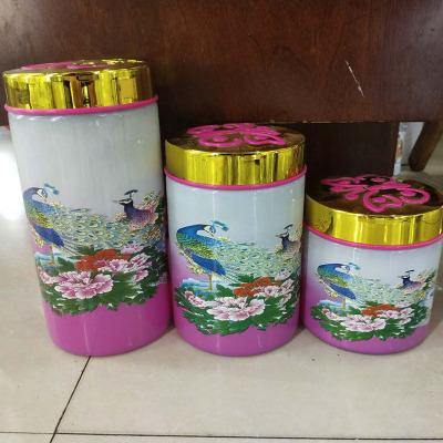 Manufacturers direct exquisite hand-painted peacock glass storage tank spray color painting hand-made glass sealed tank