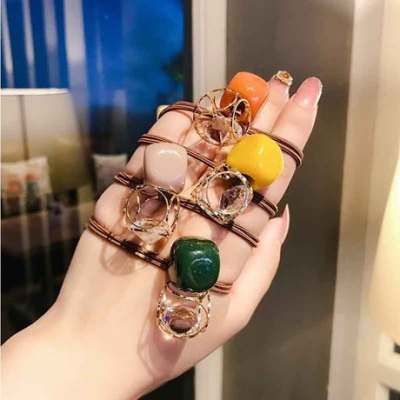 Internet Celebrity Ins Headband Women's Korean-Style Cute Hollow Simple Crystal Hair Rope Simple Hair Ring Bracelet Dual-Use Hair-Binding