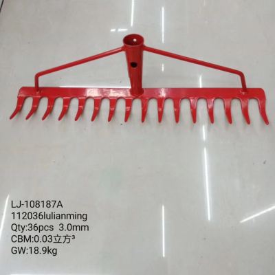 Spray red steel rake round teeth 16 teeth