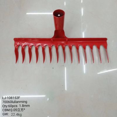 Spray-red torsional rake with 14 teeth