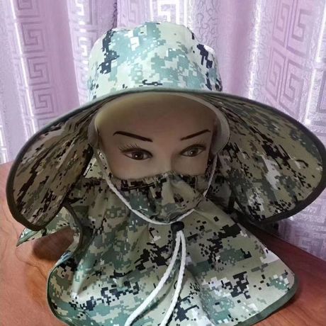 帽子男夏天迷彩渔夫帽遮脸防晒遮阳帽户外登山骑车大檐钓鱼太阳帽