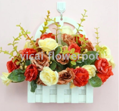 P018 plastic fake flower arrangement flower simulation flower wall hanging flower basket wall decorative flower pot