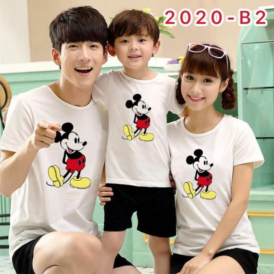 White cotton T-shirt for men and women matching clothes parent-child clothing factory direct sales