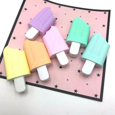Korean stationery ice cream highlighter 6 color set of mini Popsicle key marker pen children color graffiti pen batch