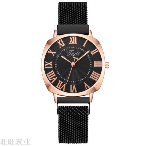 Fashion Trendy Alloy Milan Band Women‘s Bracelet Watch Roman Scale Sun Pattern Road Decoration Wrist Watch for Women