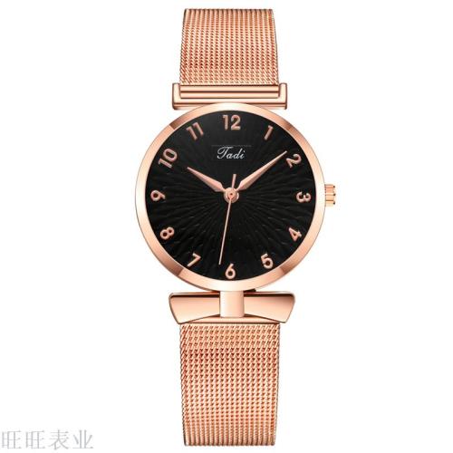 Tadi Brand Trend Alloy Mesh Belt Watch Fashion Small Digital Fine Mesh Belt Quartz Watch