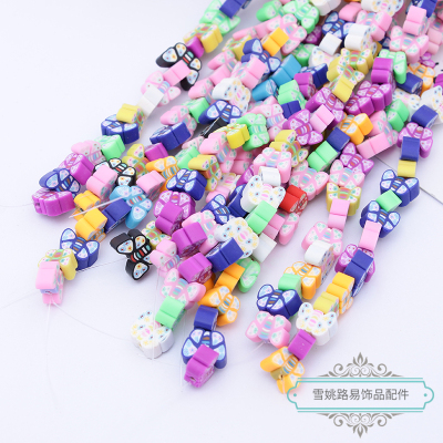 Colorful Cartoon Butterfly DIY Polymer Clay Accessories Handmade Beaded Necklace Ornament Factory Direct Sales