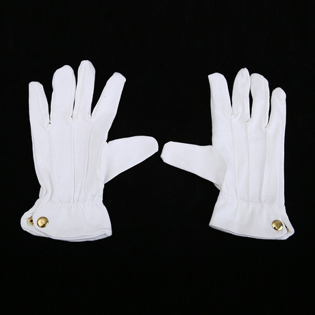 韩版全棉金属扣礼仪手套庆典首饰阅兵装配保安执勤劳保三筋手套