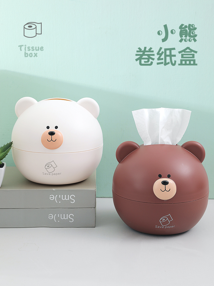 创意卡通卷纸盒桌面抽纸盒 家用客厅茶几纸巾收纳盒卷纸筒