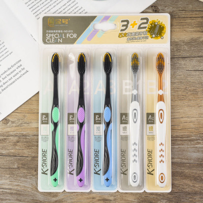 813# Gold 5 Pcs/Card Adult Toothbrush Discount Pack