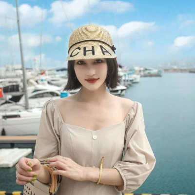 Small straw hat CHA cao hand-knitted sarhat stars with sun shade sun beach cap baseball cap